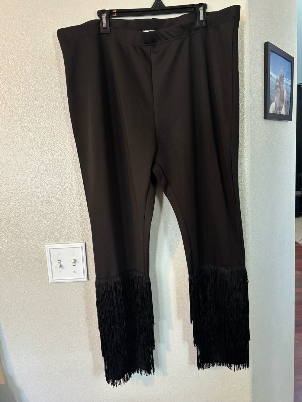 K Jordan Black Fringe-Hem Pull-On Pants